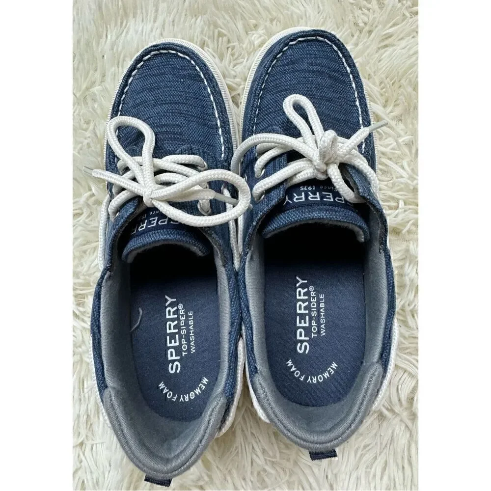 Excellent Used Condition Blue & White Sperry Loafers Size 3